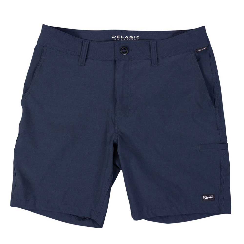 Pelagic Fishing Shorts Mens 32 Navy Blue Stretch Hybrid Boardshorts